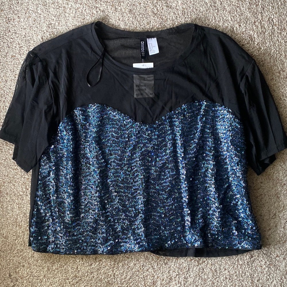 H&M Mesh Sequin Top